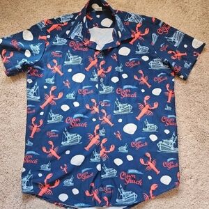 Blount Clam Shack RI blue light Collared button down Mens Small lobsters Rhodie